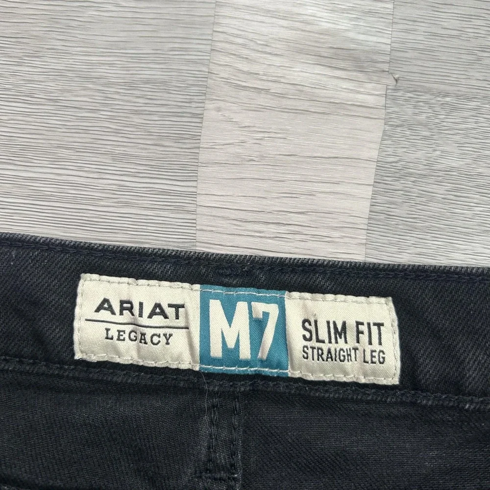 Ariat M7 Legacy Jeans Mens 30x32 Black Slim Straight Stretch Denim Dark Wash